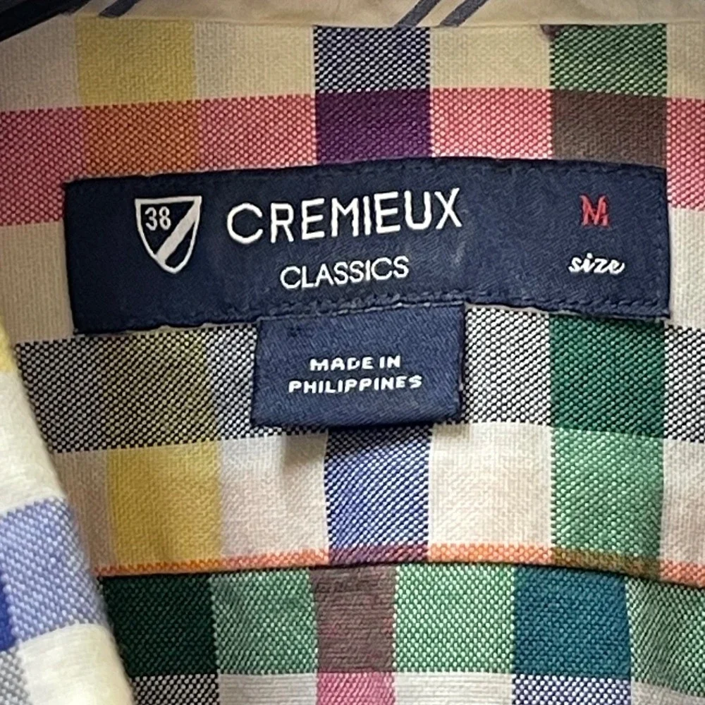 Cremieux Classics 38 Men's Medium Multi Colored Checked Oxford Button Up Brights